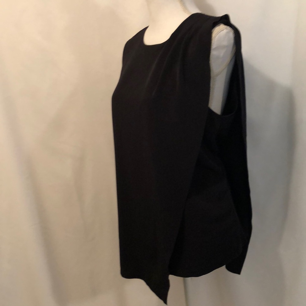 Express pleated drape black tank blouse sleeveless